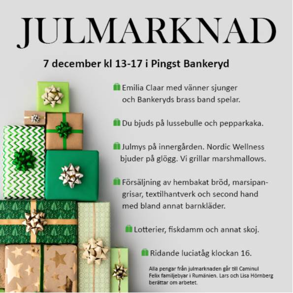 Välkommen på Julmarknad i Pingst Bankeryd